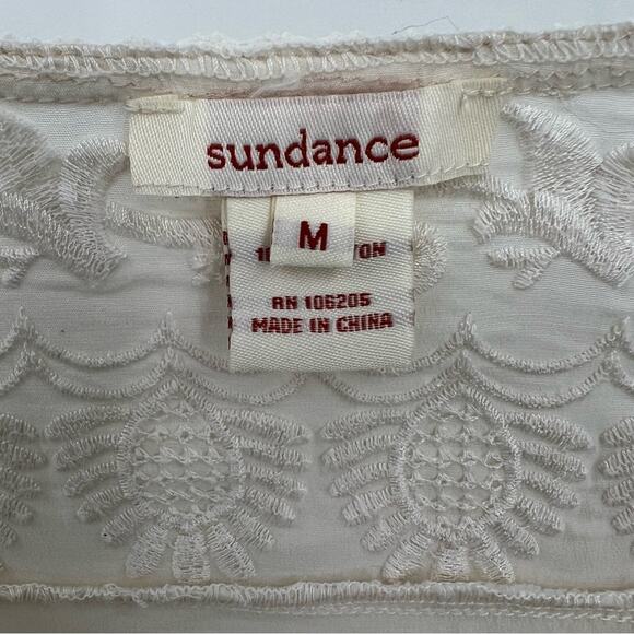 Sundance embroidered eyelet lace tab sleeve lagenlook blouse tunic top M - Picture 8 of 11